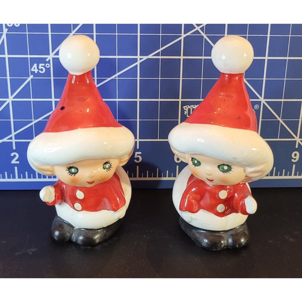 Vintage Lefton Santakins Elf Pixies, 1950s MCM Salt and Pepper Shakers